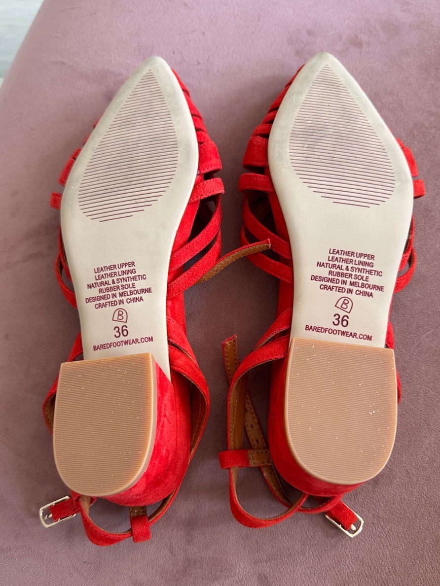 Bared Footwear Red Strappy Low Block Heel Sandals — image 8 of 8